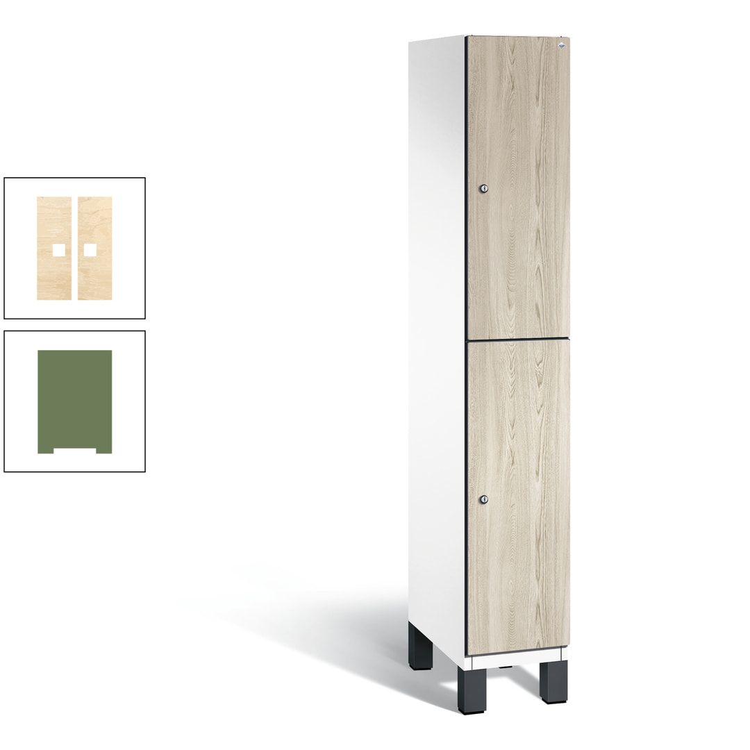 Fächerschrank, Garderobenschrank, mit Füßen, 1 Abteile, 1.980 x 300 x 525 mm (HxBxT), Korpus anthrazitgrau, Tür Donau-Ahorn