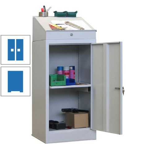 Stehpult mit Schrank - Vollblechtür - Zylinderschloss - 1 Ausziehboden - 1.270x500x500 mm (HxBxT) - anthrazitgrau