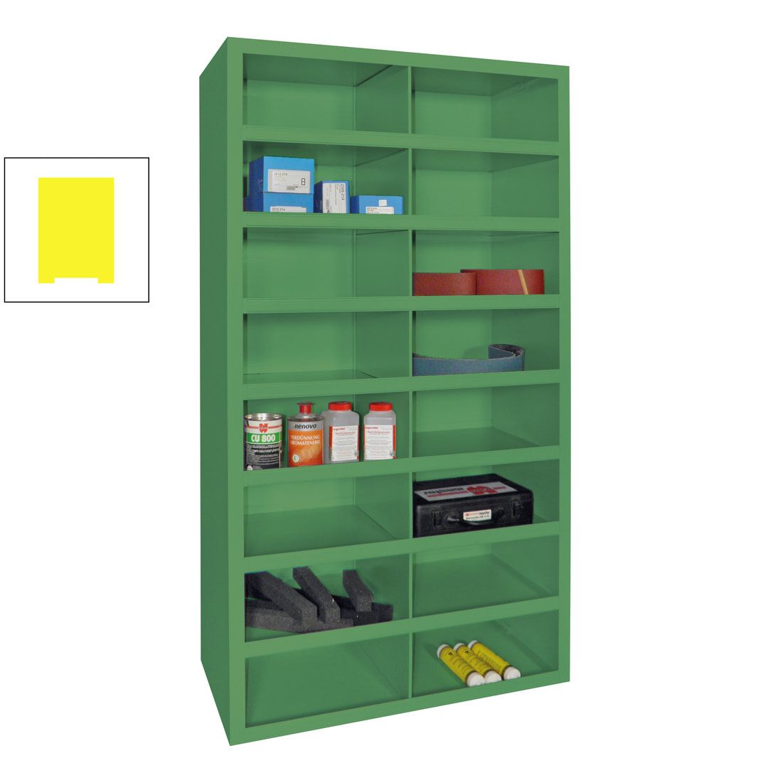 Fächerregal - Sortierstation - Ordnungsregal - 16 Fächer - Materialschrank - 1.800 x 1.000 x 500 mm (HxBxT) - Farbe anthrazitgrau