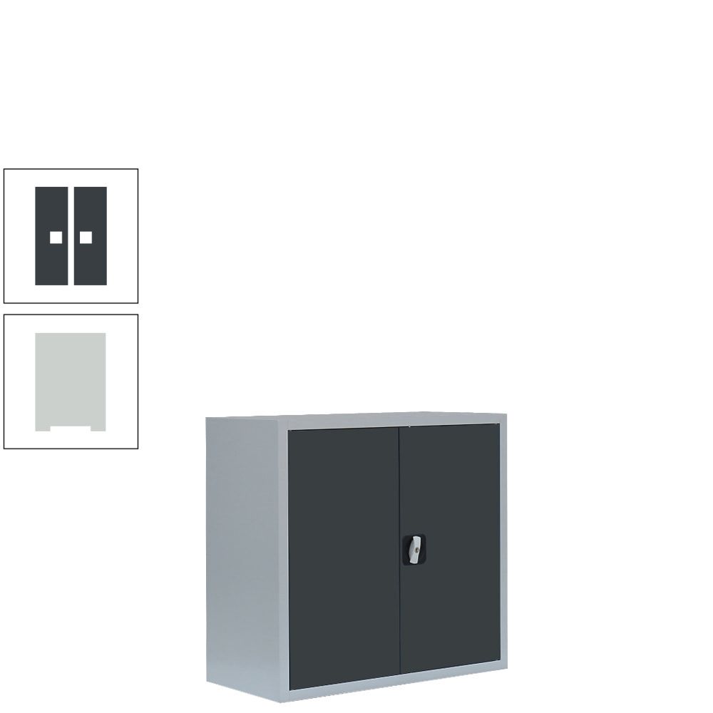 Aktenschrank, Büroschrank, abschließbar, Flügeltüren, 1 Fachboden, 750 x 800 x 383 mm (HxBxT), Stahl, Korpus und Türen in lichtgrau