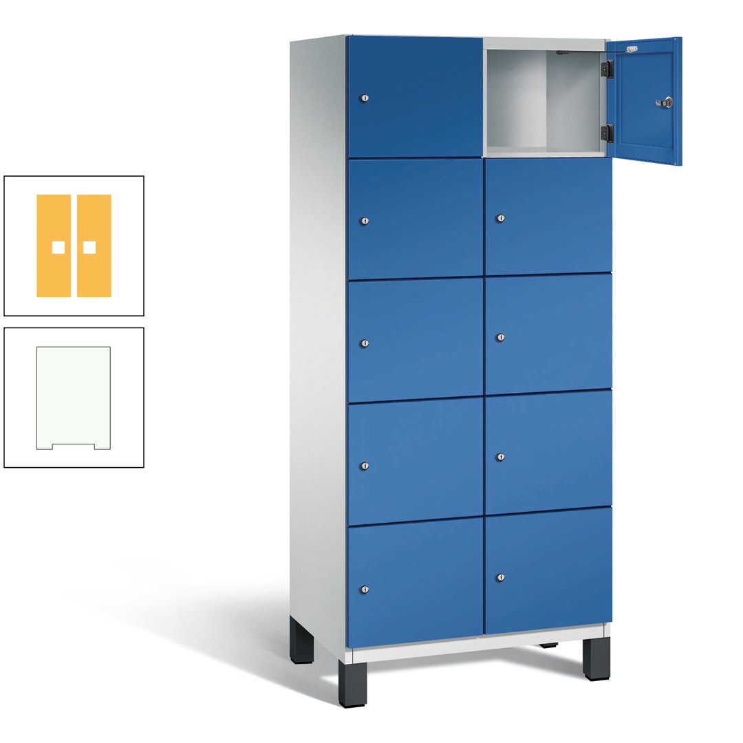 Fächerschrank, Stahlschrank, 10 Fächer, Türöffnungsbegrenzer, Füße, 1.980 x 800 x 525 mm (HxBxT), Korpus anthrazitgrau, Front anthrazitgrau