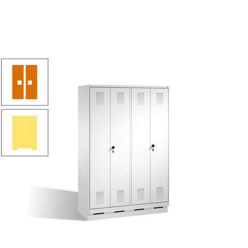 Doppel-Spind, Doppeltüren, Garderobenschrank mit Sockel, 4 Abteile a 300 mm, Korpus anthrazitgrau, Tür anthrazitgrau, 1.800 x 1.200 x 500 mm (HxBxT)