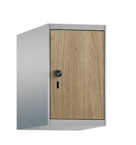 Aufsatzschrank, Schrankaufsatz, 1 Fach a 300 mm, Farbe Vulkangrau, Tür wählbar, 500 x 300 x 500 mm (HxBxT)