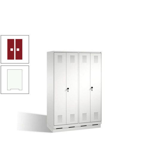 Doppel-Spind, Doppeltüren, Garderobenschrank mit Sockel, 4 Abteile a 300 mm, Korpus anthrazitgrau, Tür anthrazitgrau, 1.800 x 1.200 x 500 mm (HxBxT)