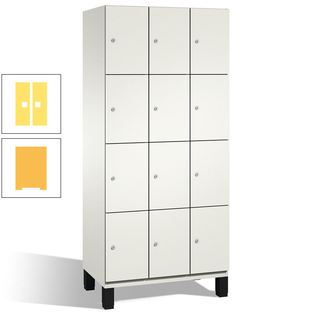 Fächerschrank, Stahlschrank, 12 Fächer, Türöffnungsbegrenzer, mit Füßen, Korpus lichtgrau, Tür anthrazitgrau, 1.980 x 900 x 525 mm (HxBxT)