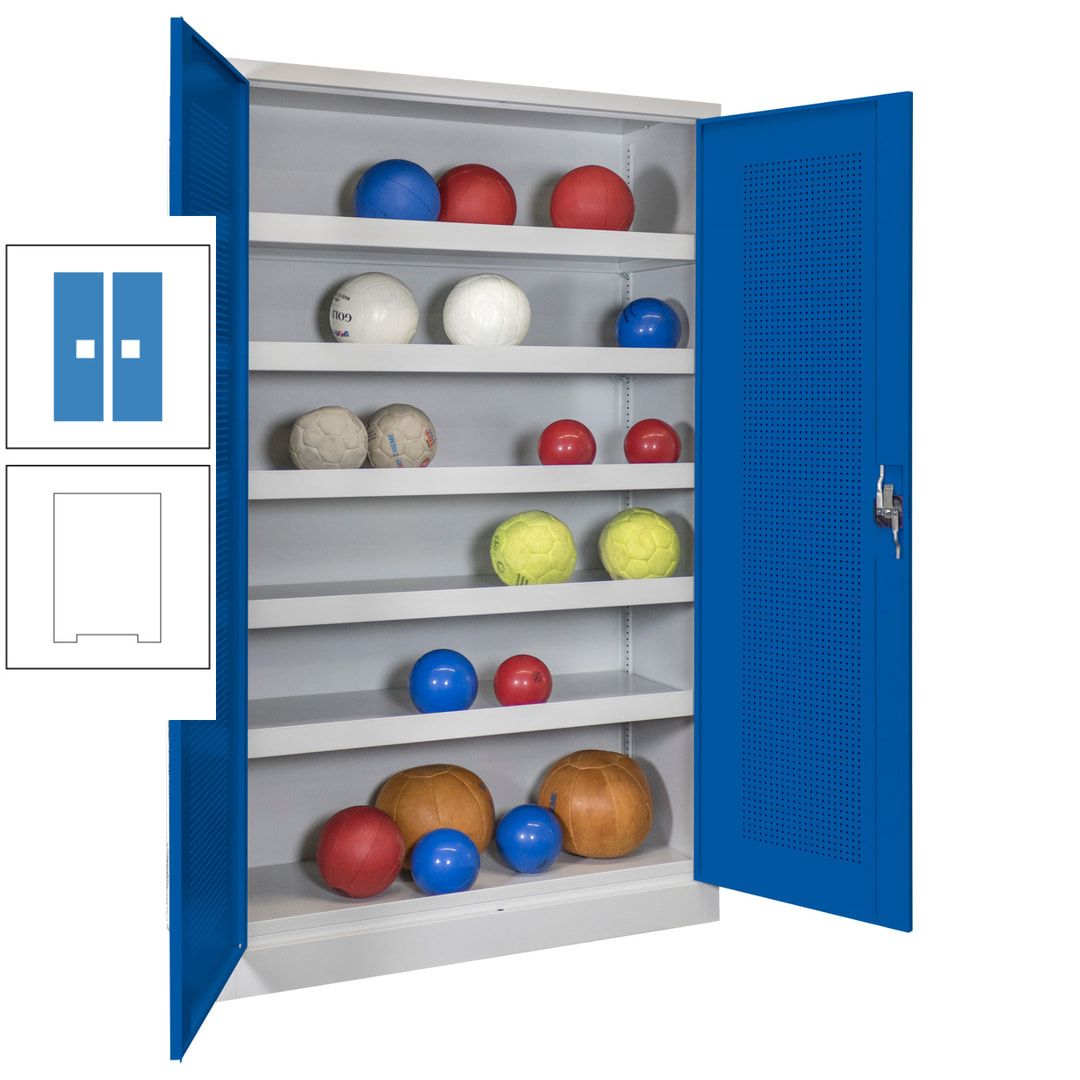 Ballschrank - Lochfeldtüren - 5 Böden - 1.950x1.200x500 mm (HxBxT) - anthrazitgrau