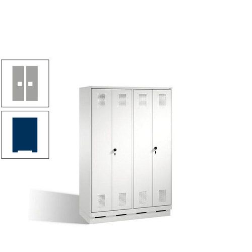 Doppel-Spind, Doppeltüren, Garderobenschrank mit Sockel, 4 Abteile a 300 mm, Korpus anthrazitgrau, Tür anthrazitgrau, 1.800 x 1.200 x 500 mm (HxBxT)