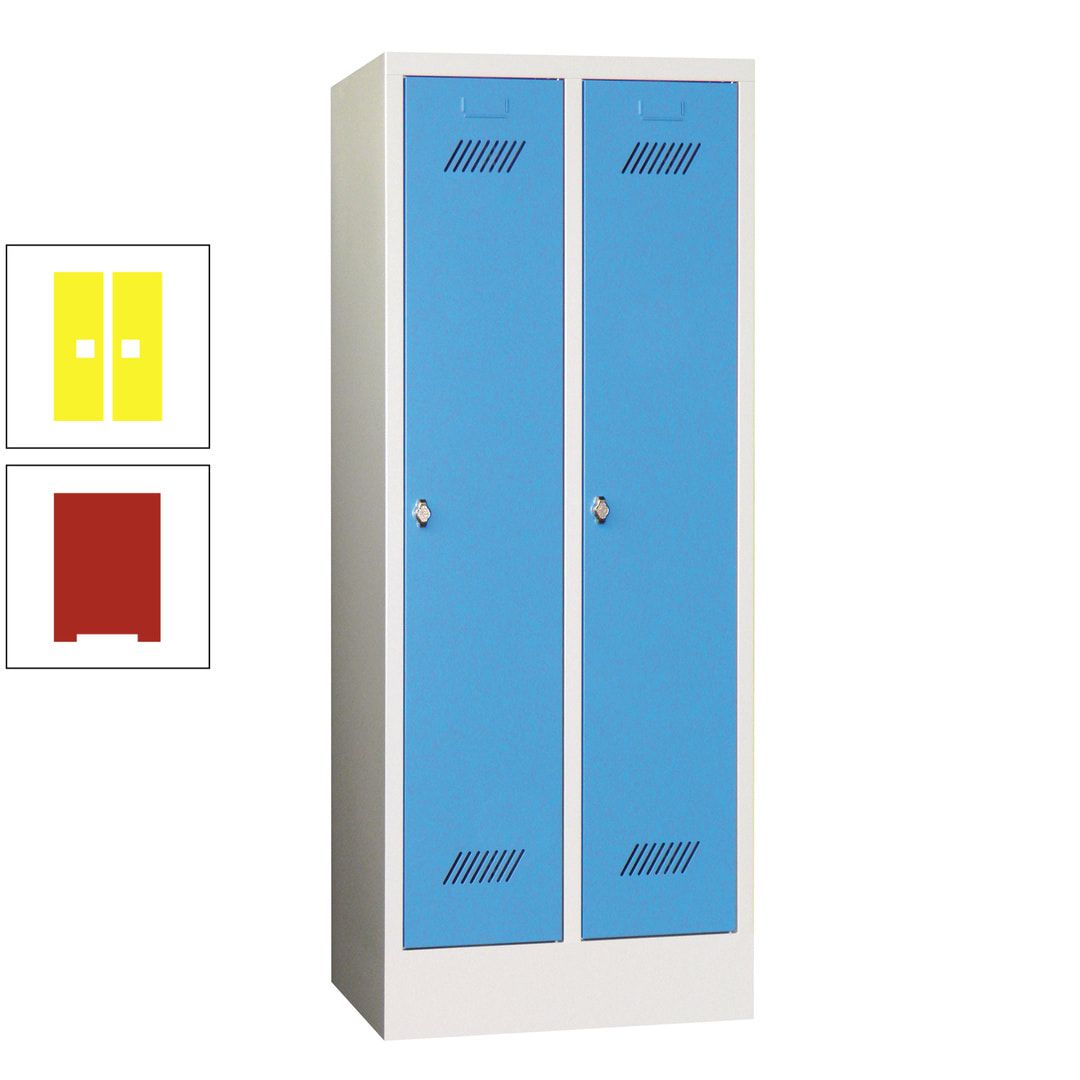 Spindschrank f. Schulen - mit Sockel - Höhe 1.600 mm - 2 Abteile a 300 mm - Drehriegel - anthrazitgrau