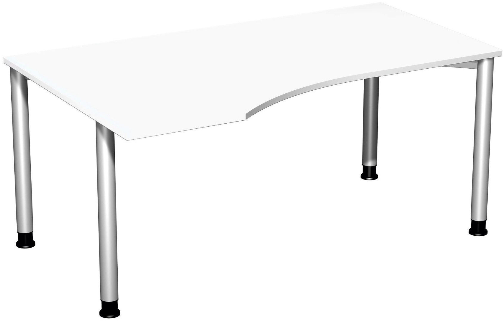 Eckschreibtisch mit einseitig verkürzten Füßen, 4-Fuß Flex, Ecke links, Höhe 680-800 mm, 1.600 x 1.000 mm (BxT), Gestell anthrazit, Ahorn