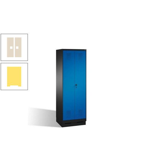 Doppel-Spind, Doppeltüren, Garderobenschrank mit Sockel, 2 Abteile a 300 mm, Korpus anthrazitgrau, Tür anthrazitgrau, 1.800 x 600 x 500 mm (HxBxT)