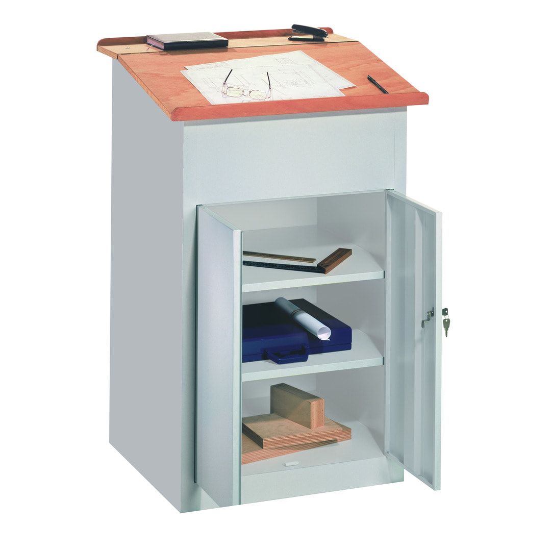 Stehpult mit Schrank - Vollblechtür - Zylinderschloss - 2 Böden - 1.200 x 700 x 600 mm (HxBxT) - anthrazitgrau