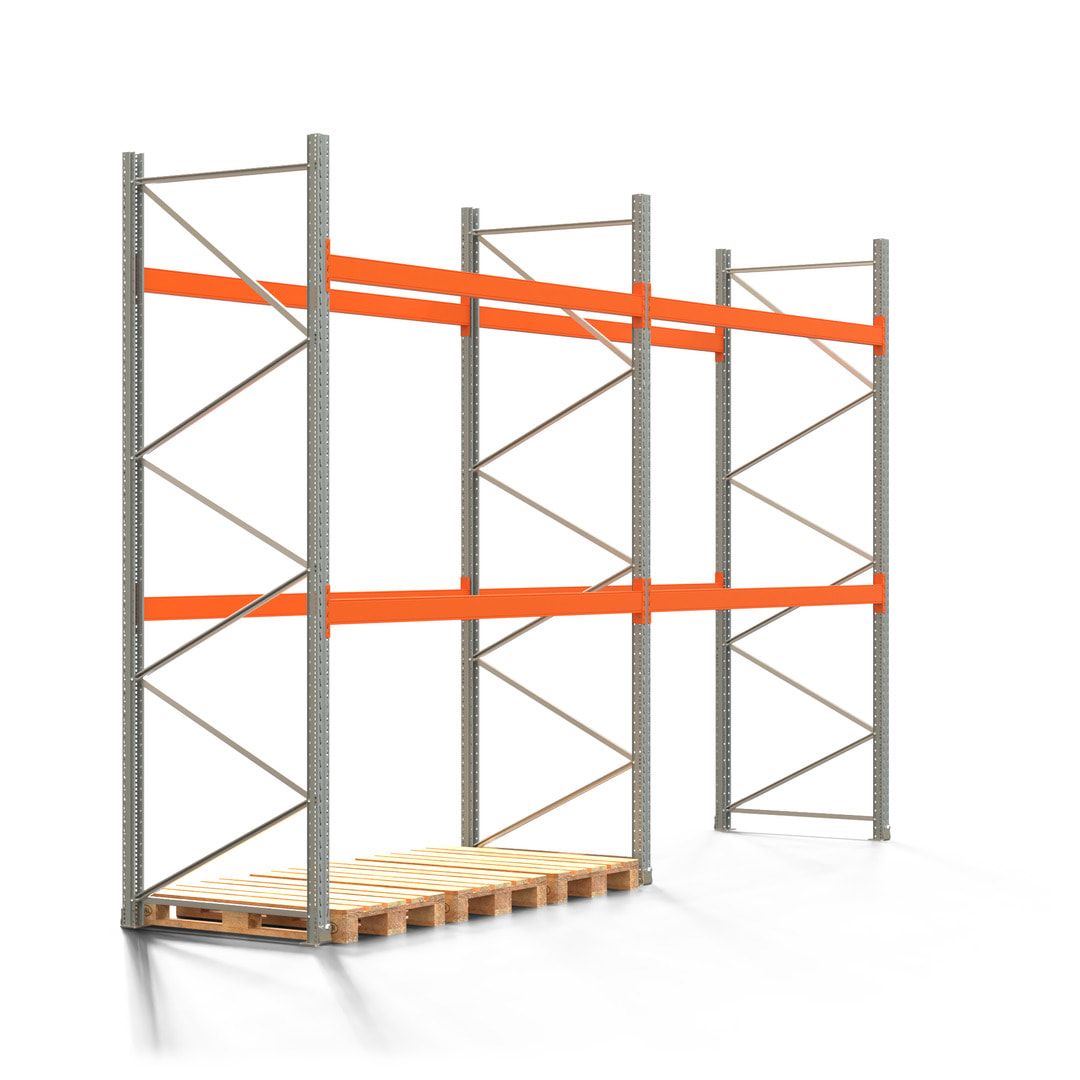 Palettenregal ARTUS - 3 Ebenen - Fachlast 2.100 kg - 3.500 x 11.225 x 1.100 mm (HxBxT) - 4 Felder - Schwerlastregal