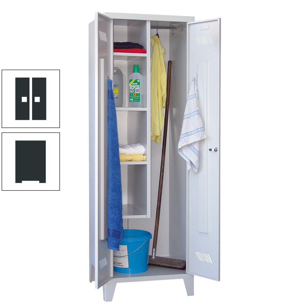 Putzschrank mit Füßen - 1 Abteil mit Trennwand - 1.850x600x500 mm (HxBxT) - Drehriegel - anthrazitgrau