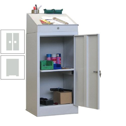 Stehpult mit Schrank - Vollblechtür - Zylinderschloss - 1 Ausziehboden - 1.270x500x500 mm (HxBxT) - anthrazitgrau