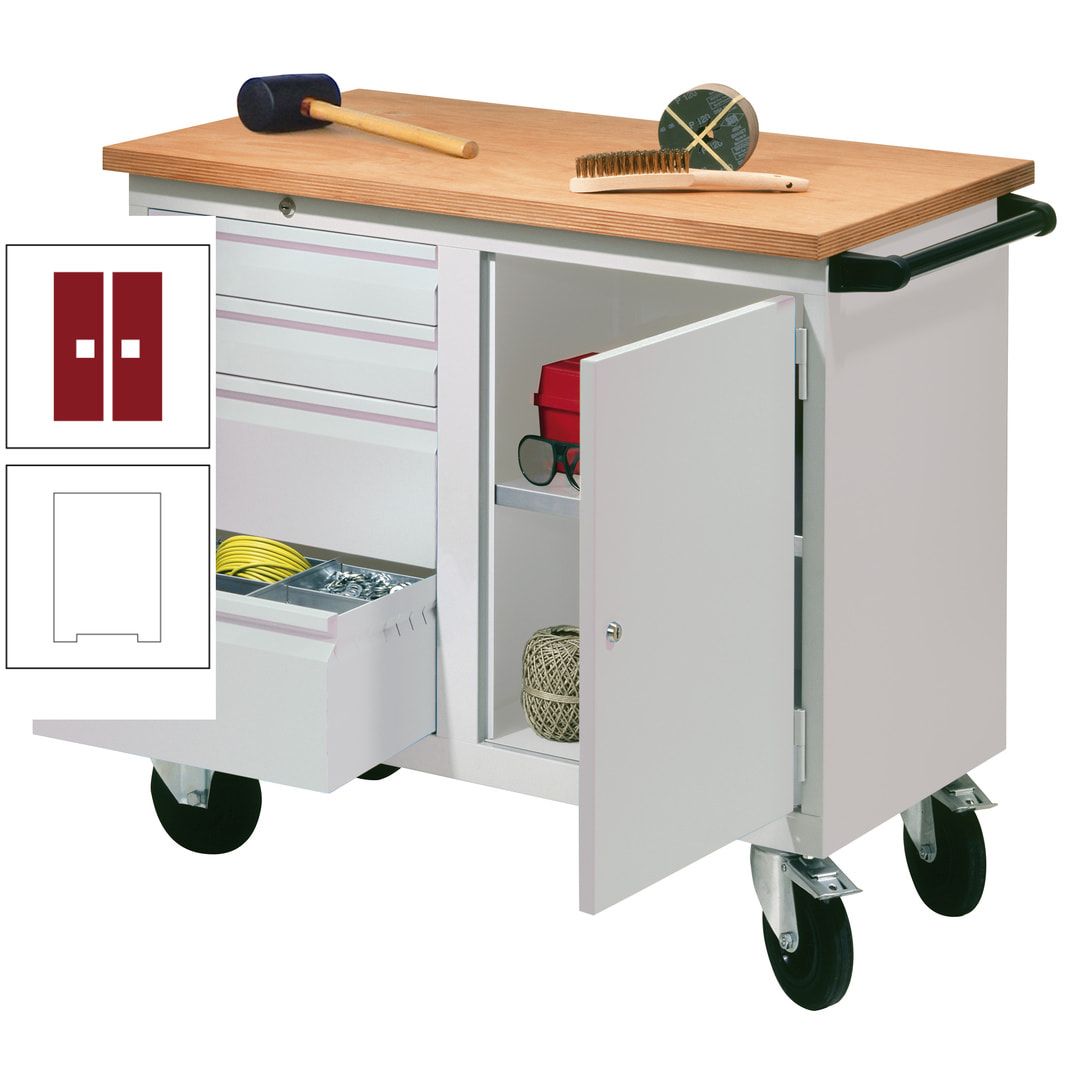 Mobile Werkbank - Werkstattwagen - 915 x 1.090 x 600 mm - 4 Schubladen und Schrankfach - anthrazitgrau