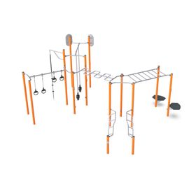 Super Combi 2, Gruppen-Workout, dynamisch, Barren, Magnetics Bells, Dipstation, Schlangenleiter, inklusiv, 3.250 x 7.460 x 7.000 mm (HxBxT), wählbar