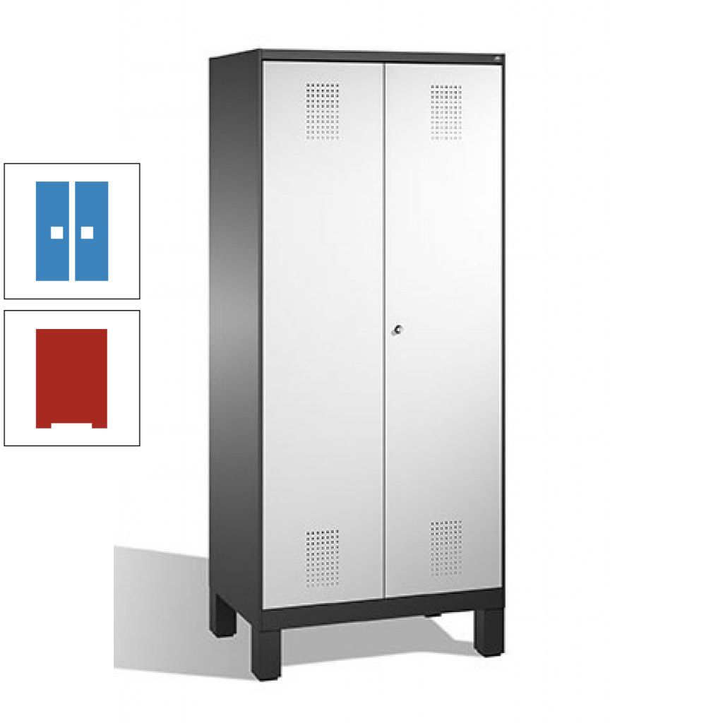 Mehrzweckschrank, Doppeltüren, auf Füßen, 2 Abteile a 400 mm, Korpus anthrazitgrau, Tür anthrazitgrau, 1.850 x 800 x 500 mm (HxBxT)