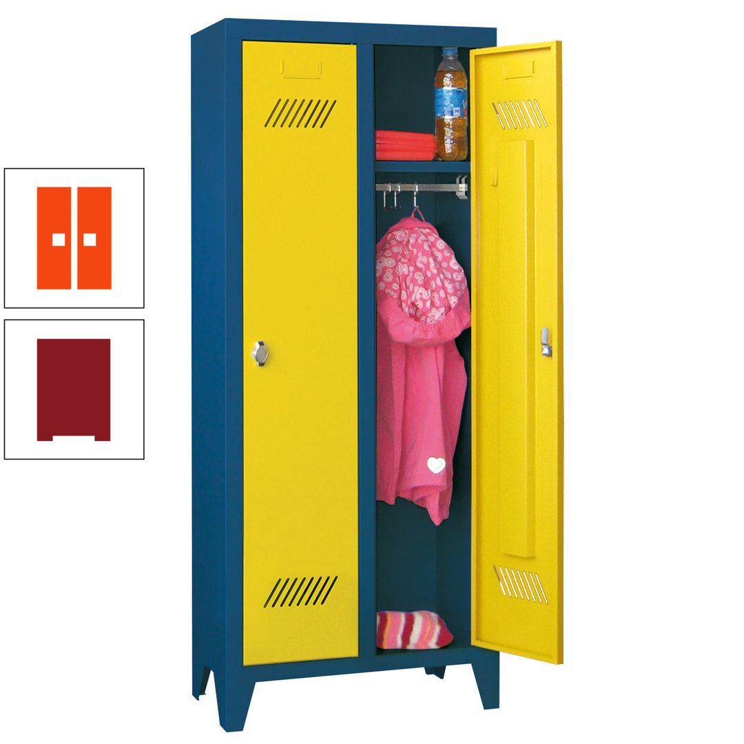 Spindschrank f. Kindergärten - mit Füßen - Höhe 1.300 mm - 2 Abteile a 250 mm - Zylinderschloss - anthrazitgrau