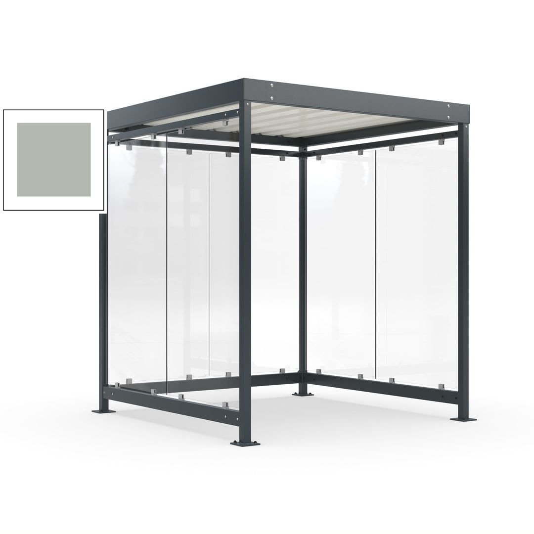 Raucherunterstand, Bushaltestelle, Bausatz, 6-7 Personen, 6 Wände, 2.510 x 2.165 x 2.165 mm (HxBxT), Achatgrau