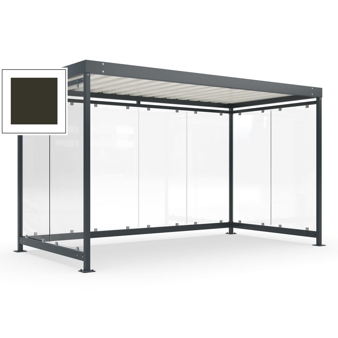 Fahrradunterstand, Fahrgastunterstand, Bushaltestelle, Bausatz, 12-13 Personen, 2.510 x 4.195 x 2.165 mm (HxBxT), 8 Wände, Achatgrau