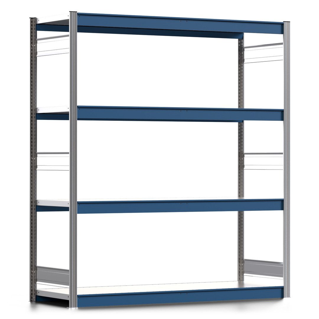 Weitspannregal EMIL - 2.000 x 1.750 x 600 mm (HxBxT) - Fachlast 400 kg - Anbauregal - Stahlfachböden - Lagerregal