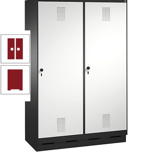Doppel-Spind, Garderobenschrank, 2 Türen für 4 Abteile a 300 mm, Korpus anthrazitgrau, Türen anthrazitgrau, 1.800 x 1.200 x 500 mm (HxBxT)