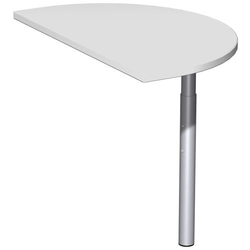 Anbautisch halbrund, inkl. Stützfuß, Schreibtisch Eco, 720 x 500 x 80 mm (HxBxT), inkl.Verkettungsmaterial, Gestell lichtgrau, Dekor Ahorn