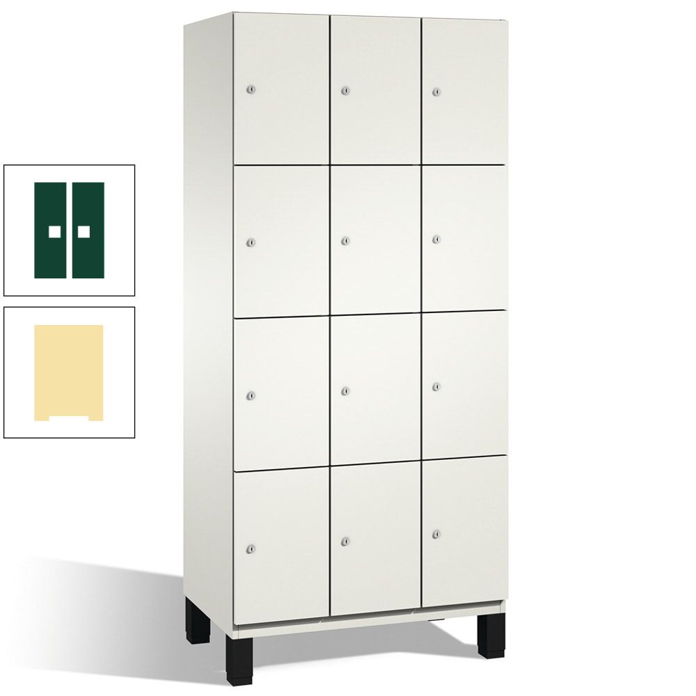 Fächerschrank, Stahlschrank, 12 Fächer, Türöffnungsbegrenzer, mit Füßen, Korpus lichtgrau, Tür anthrazitgrau, 1.980 x 900 x 525 mm (HxBxT)