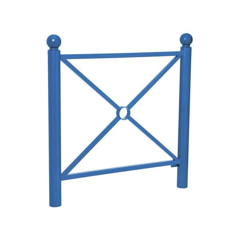 Geländer Kreuz und Kreis - 1.000 x 1.072 mm - Pfosten mit Helmkopf - Farbe enzianblau - Außengeländer Systemgeländer