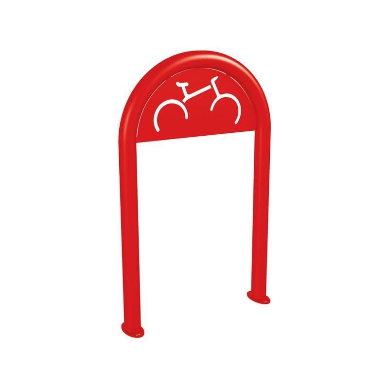 Fahrradbügel - Fahrradständer - mit Beschilderung - mit Bodenplatte - Stahl - Büroklammerform - 1.000 x 625 mm (HxB) - enzianblau