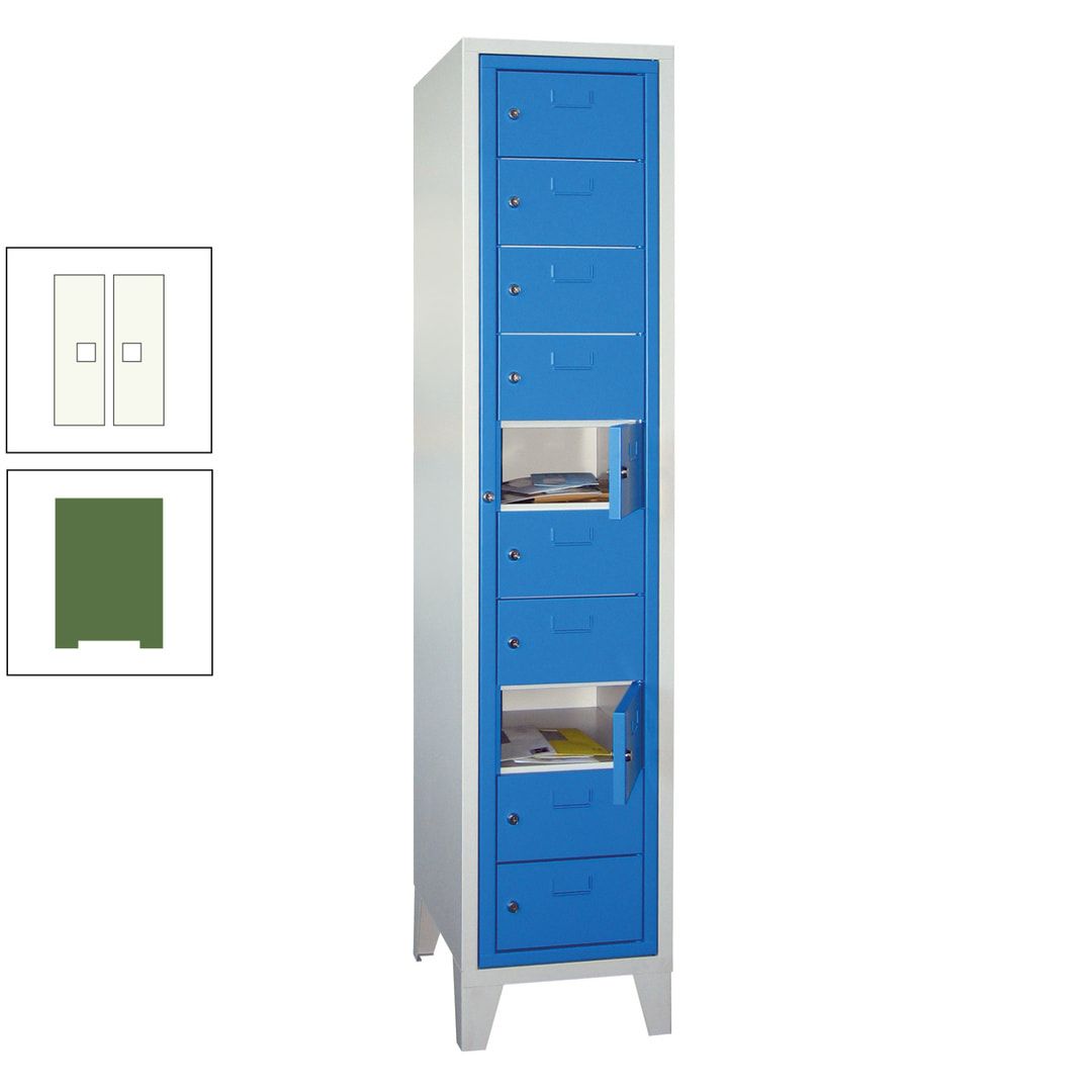 Schließfachschrank - Wäscheausgabeschrank - 10 Fächer a 315 mm - 1.850x400x500 mm (HxBxT) - Füße - Zylinderschloss - anthrazitgrau