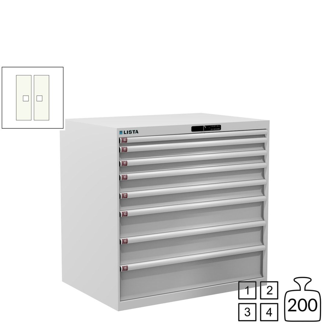 Lista Schubladenschrank - 12.541.010 - 1.000x1.023x725 mm (HxBxT) - 8 Schubladen - 200 kg - Key Lock - lichtblau (RAL 5012)