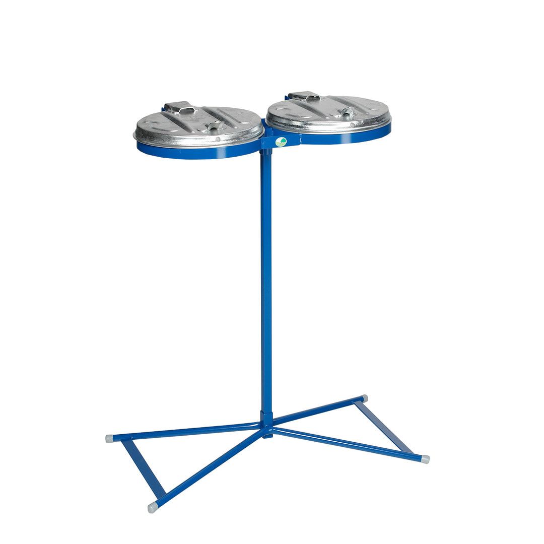 Müllsackhalter zur Wandmontage - für einen 120 l Sack - 400 x 510 mm (BxT) - enzianblau - Deckel Feuerverzinkt