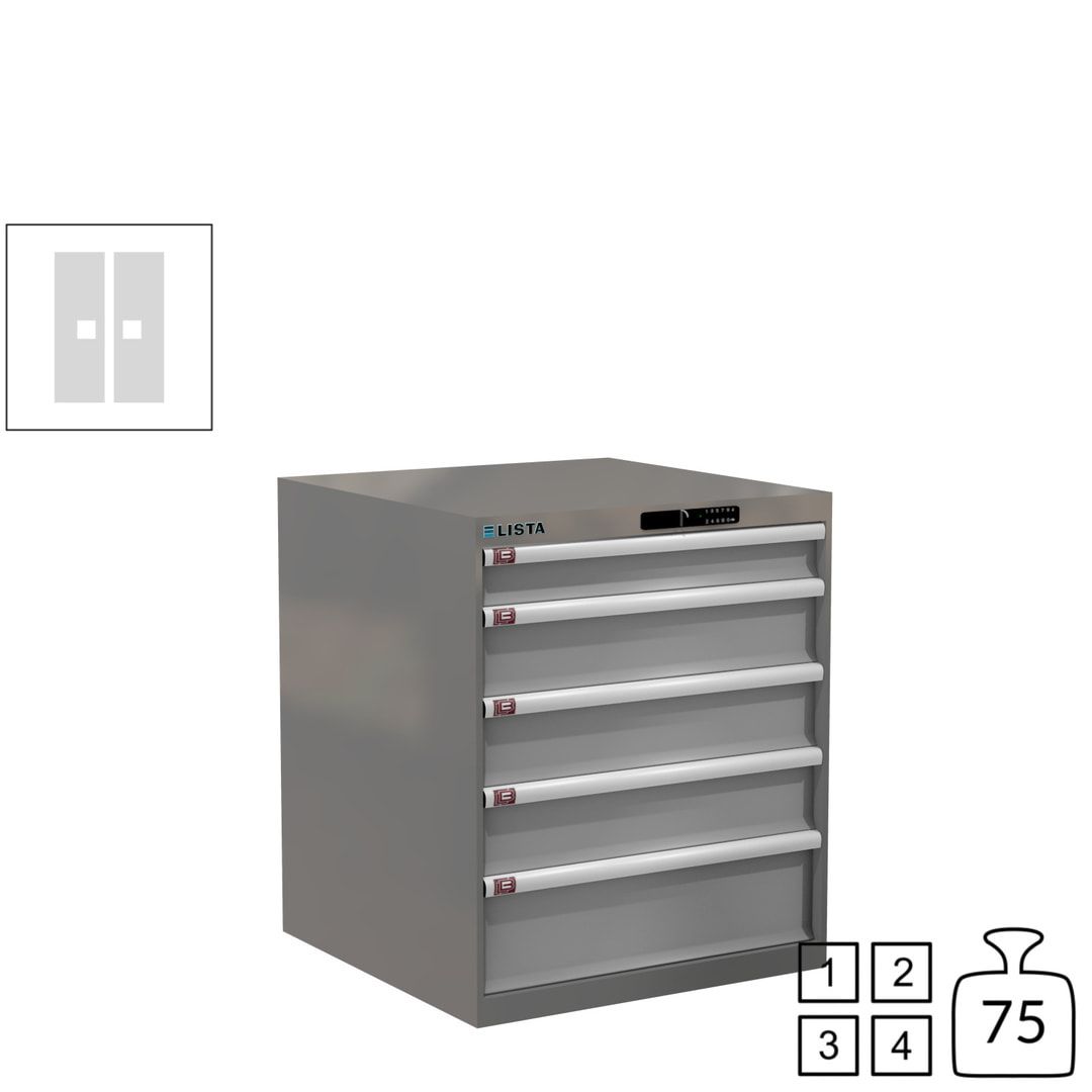 Lista Schubladenschrank - 14.410.010 - 850x717x725 mm (HxBxT) - 5 Schubladen - 75 kg - Key Lock - lichtblau (RAL 5012)