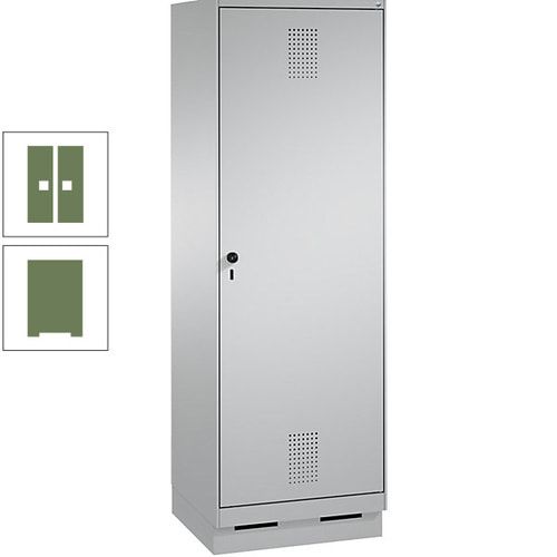 Doppel-Spind, Garderobenschrank, 1 Tür für 2 Abteile a 300 mm, Korpus anthrazitgrau, Türen anthrazitgrau, 1.800 x 600 x 500 mm (HxBxT)