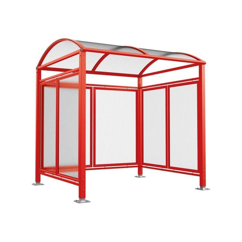 Fahrradunterstand, Fahrradüberdachung, All-in-One+Zusatz, 2.635 x 5.000 x 2.090 mm (HxBxT), auf Bodenplatten, mit Regenrinne, Farbe enzianblau
