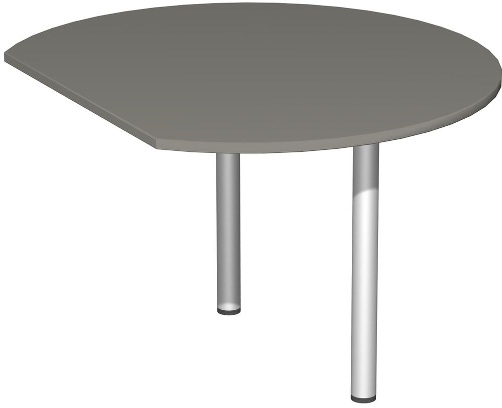 Anbautisch rund, inkl. Stützfüße, Schreibtisch C-Fuß Flex, 680-820 x 1.047 x 1.200 mm (HxBxT), inkl. Verkettungsmaterial, Gestell silber, Dekor Ahorn