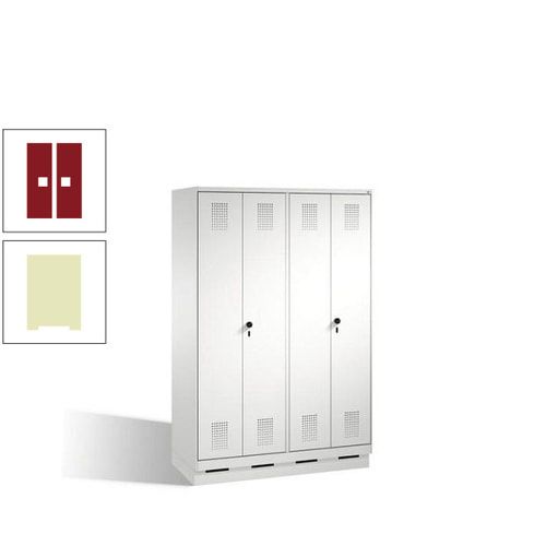 Doppel-Spind, Doppeltüren, Garderobenschrank mit Sockel, 4 Abteile a 300 mm, Korpus anthrazitgrau, Tür anthrazitgrau, 1.800 x 1.200 x 500 mm (HxBxT)