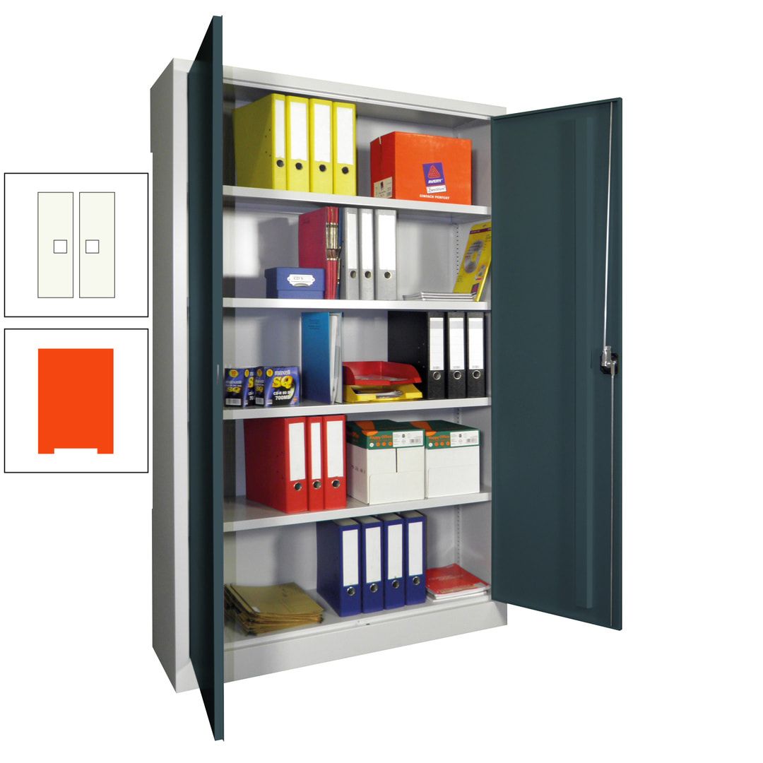 Aktenschrank - Vollblechtüren - 1.950x1.200x400 mm (HxBxT) - 4 Einlegeböden verzinkt - Zylinderschloss - anthrazitgrau