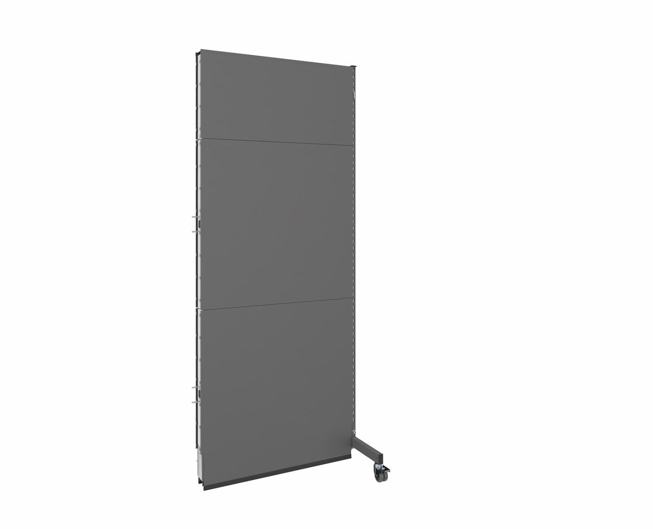 OTTOKIND Mobile Akustikwand, Anbaufeld, 2.000 x 1.015 x 740 mm (HxBxT), Front Glattblech, Rückseite Lochblech, Rollen, Brandschutzklasse B1, Staubgrau