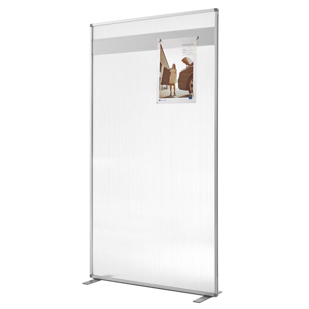 Raumteiler mit Sichtschutz aus Polycarbonat 1.800 x 1.000 x 350 mm (HxBxT), Aluminium