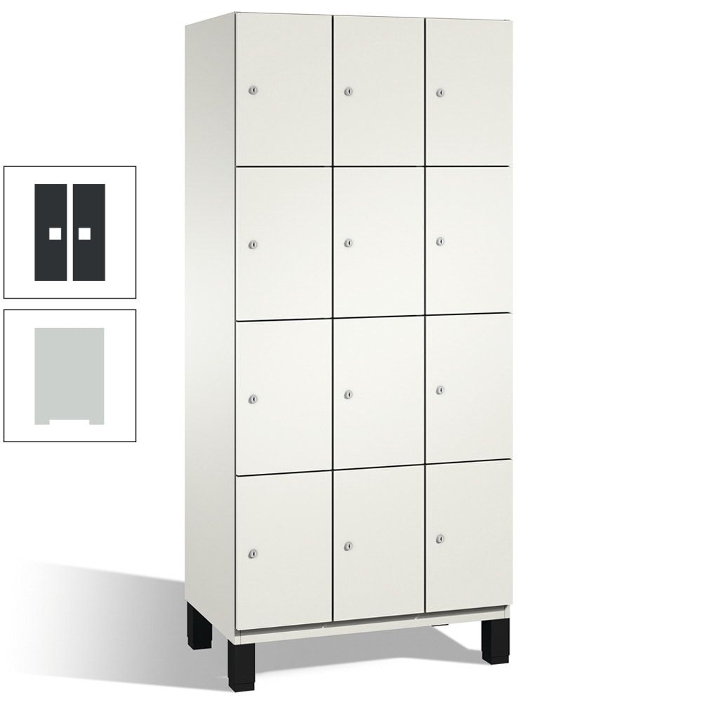 Fächerschrank, Stahlschrank, 12 Fächer, Türöffnungsbegrenzer, mit Füßen, Korpus lichtgrau, Tür anthrazitgrau, 1.980 x 900 x 525 mm (HxBxT)