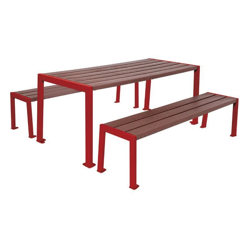 Sitzgarnitur aus Stahl und Kunststoff - verzinkt und beschichtet - 750 x 1.800 x 798 mm (HxBxT) - Farbe enzianblau