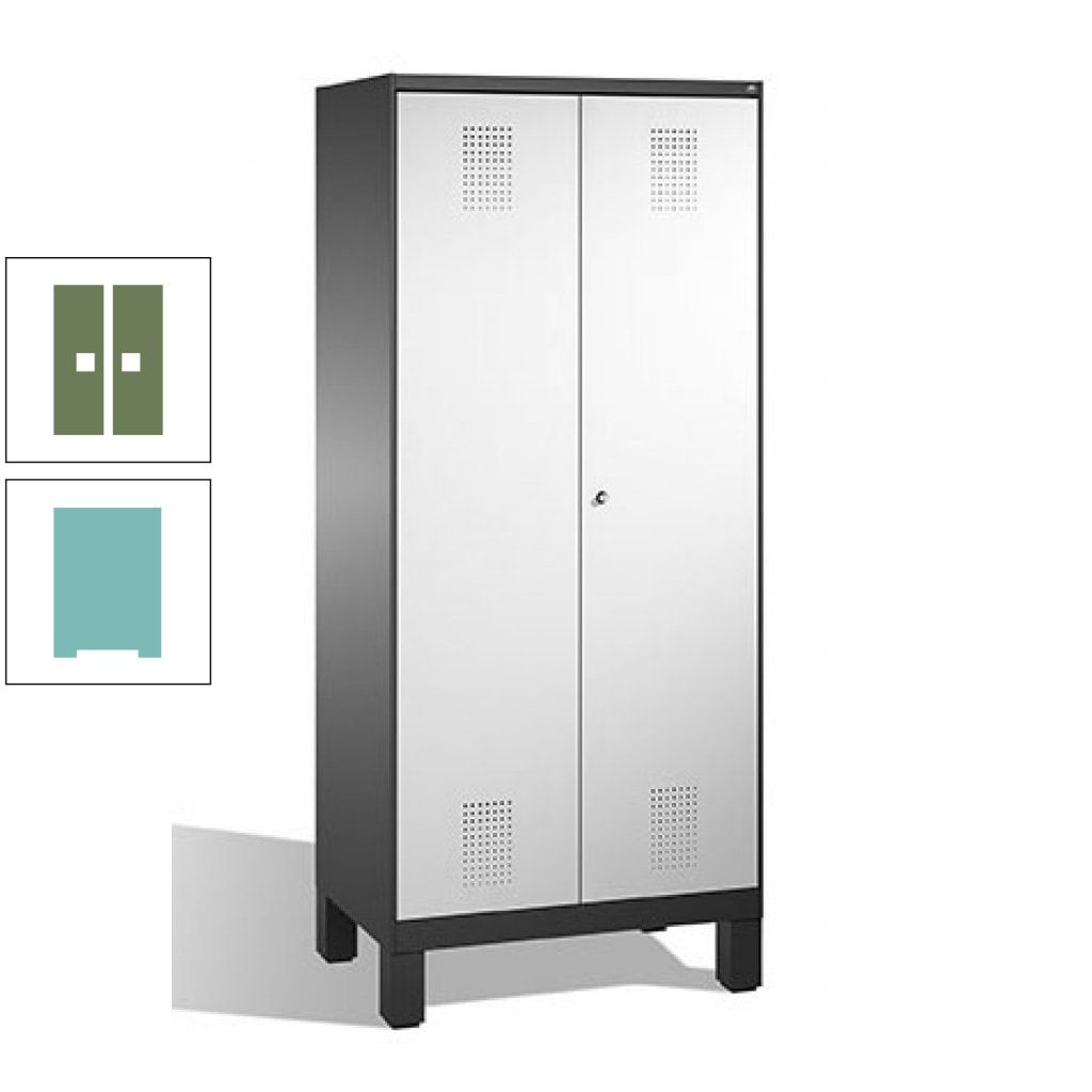 Mehrzweckschrank, Doppeltüren, auf Füßen, 2 Abteile a 400 mm, Korpus anthrazitgrau, Tür anthrazitgrau, 1.850 x 800 x 500 mm (HxBxT)