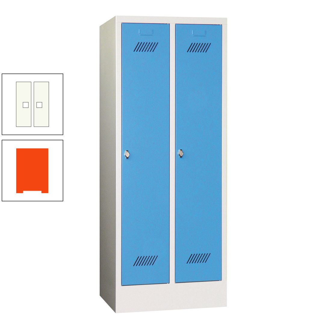 Spindschrank f. Schulen - mit Sockel - Höhe 1.600 mm - 2 Abteile a 300 mm - Drehriegel - anthrazitgrau