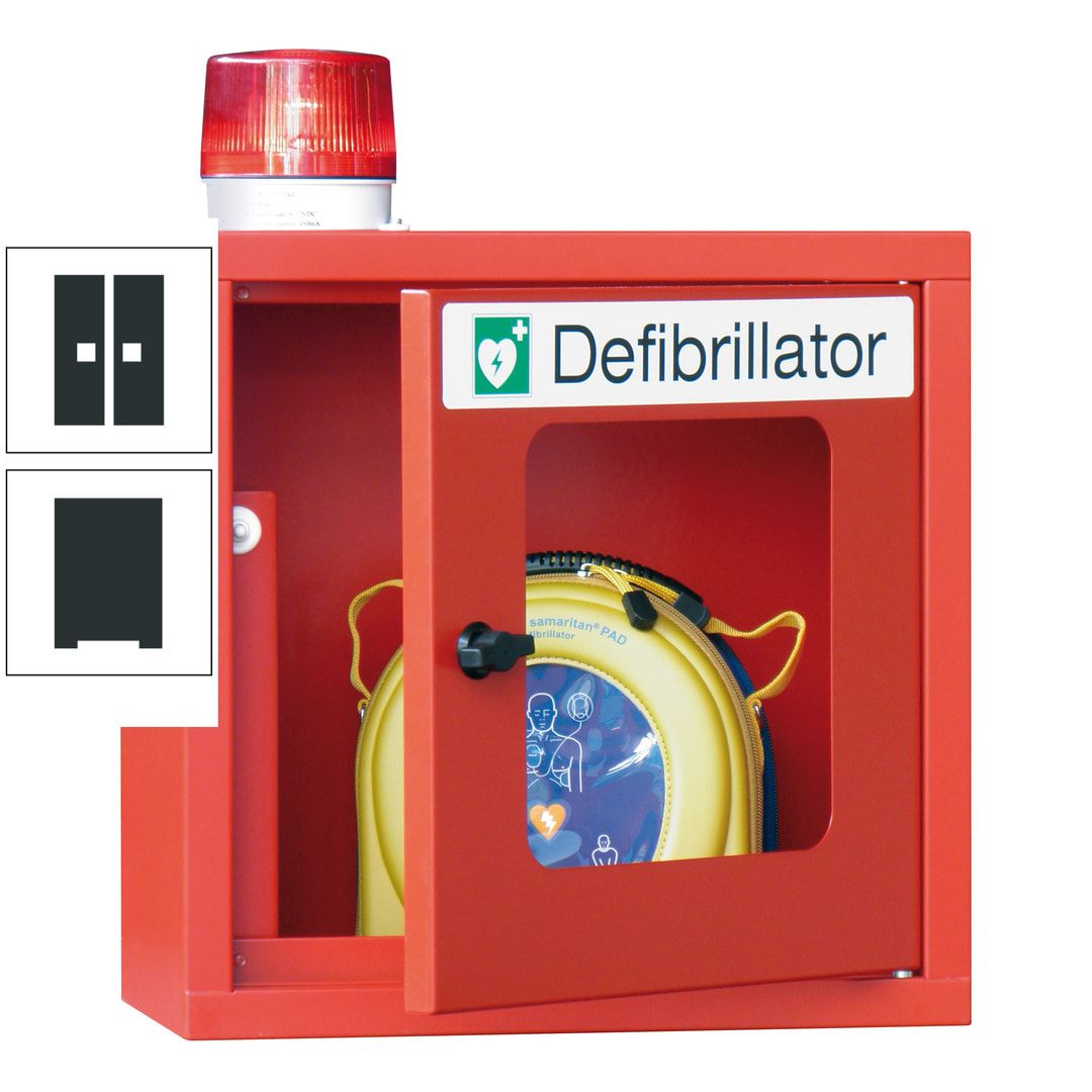 Defibrillatorenschrank mit akustischem und optischem Alarm - 490 x 400 x 200 mm (HxBxT) - Sichtfenster - anthrazitgrau