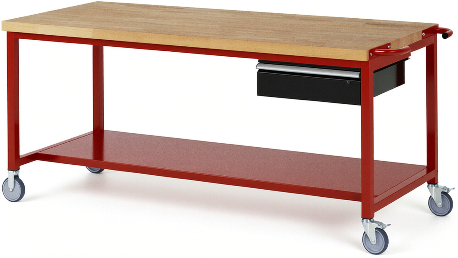 Mobile Werkbank mit Ablageboden - 1 Schublade - 150:1 - höhenverstellbar 880-1.080 mm - 2.000 x 900 mm (BxT) - 450 kg - Anthrazitgrau