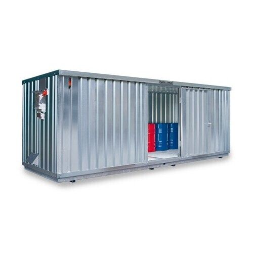 Gefahrstoffcontainer - Gefahrstoffdepot - 2.310 x 6.080 x 2.170 mm (HxBxT) - Auffangvolumen 2.060 l - Lüftersteuerung - Doppelflügeltür kurze Seite