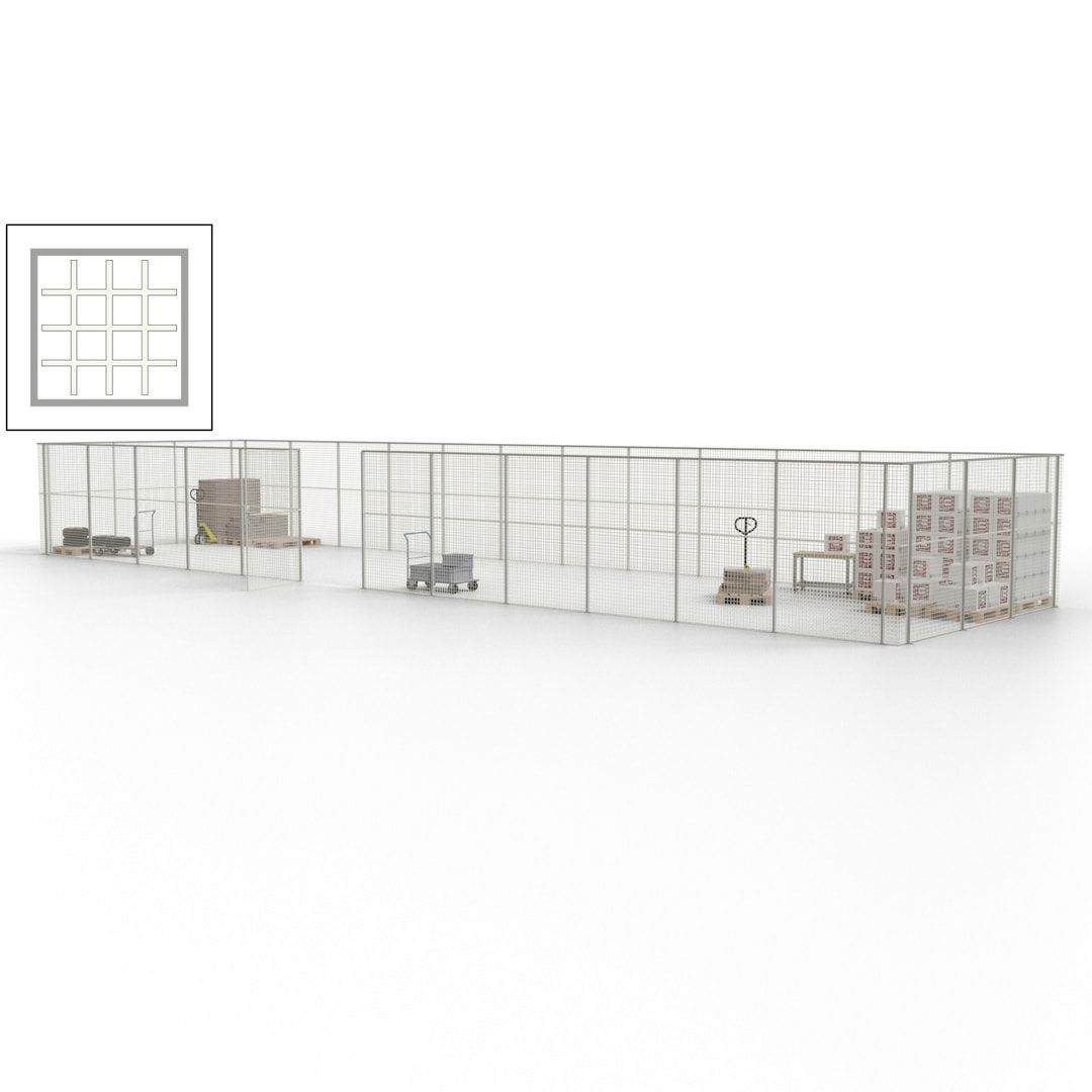 Maschinen Schutzgitter - Hallentrennwand - Sicherheitszaun - Tür - 45 m - 2.200 x 18.400 x 4.900 mm (HxBxT) - enzianblau