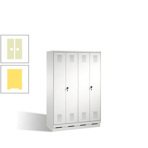 Doppel-Spind, Doppeltüren, Garderobenschrank mit Sockel, 4 Abteile a 300 mm, Korpus anthrazitgrau, Tür anthrazitgrau, 1.800 x 1.200 x 500 mm (HxBxT)